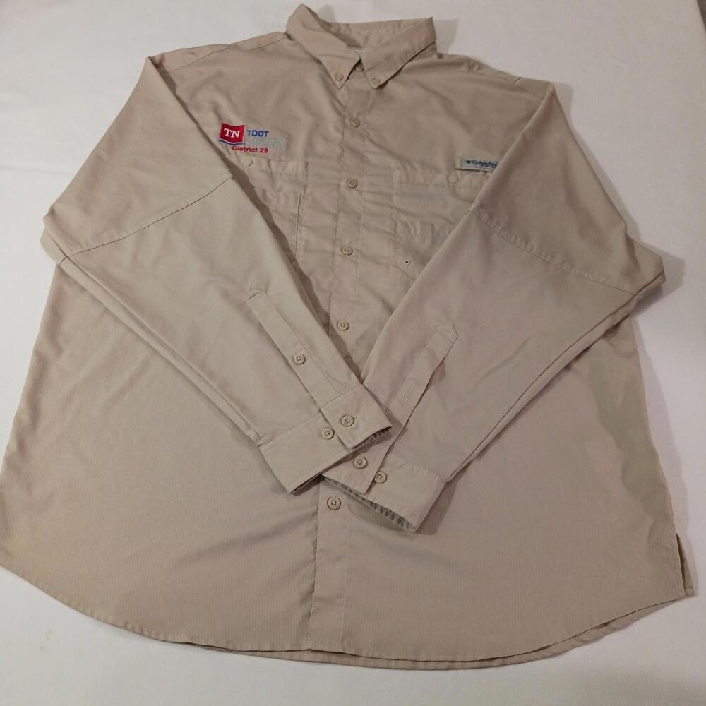 Columbia Omni-Shade FM7253 Men's 2XL Brown Vented Button Front Long Sleeve Shirt